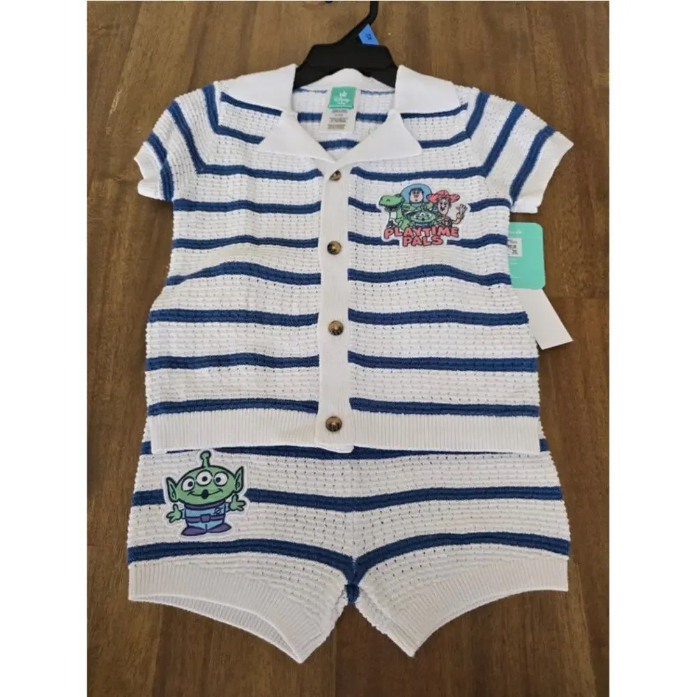 Toy Story Baby Boy Knit Button up Shrit and Short Set NWT 24 Months